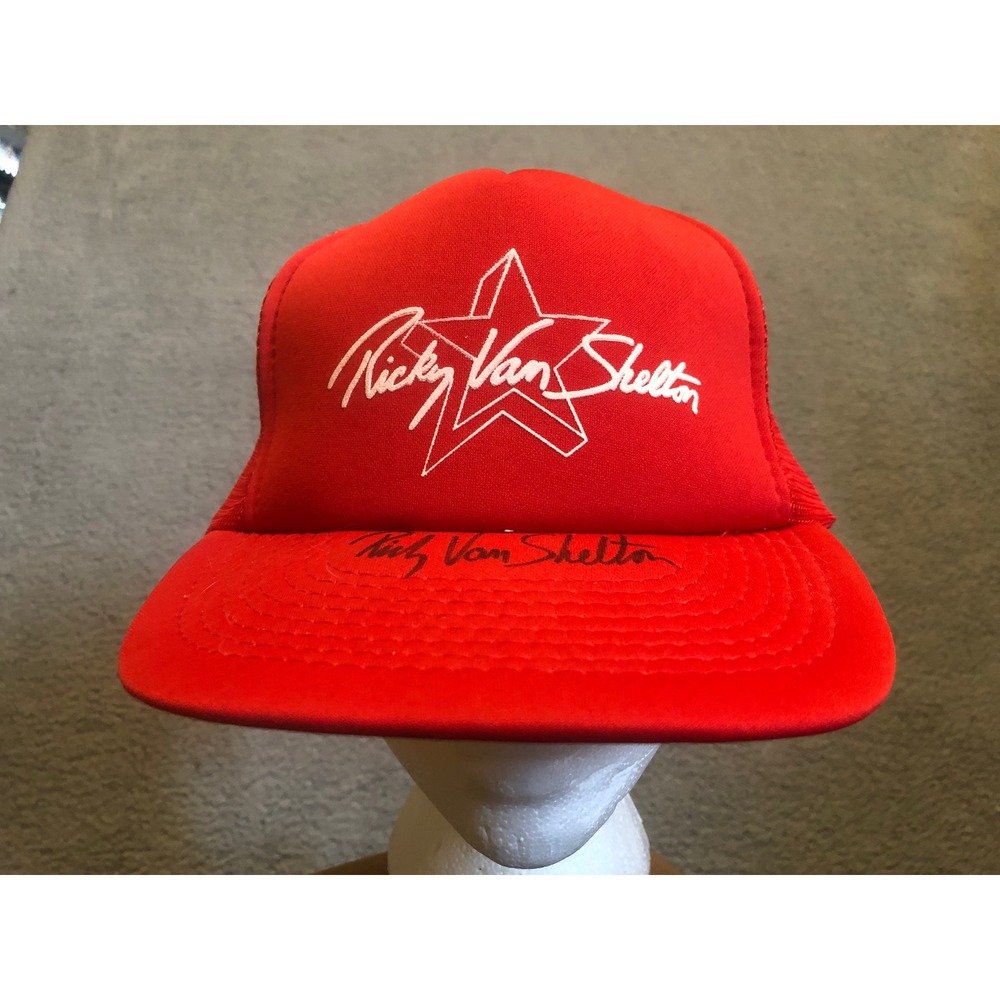 Vintage Ricky Van Shelton Red Trucker Hat Snapback Mesh‎ Country Music Fan Cap